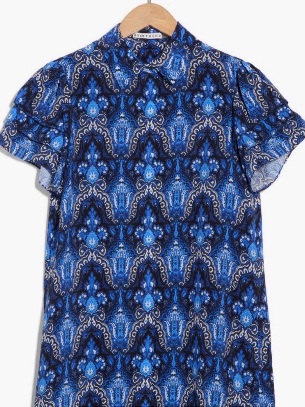 Alice + Olivia Blue Printed Short Sleeve Mini Dress - Picture 3 of 3